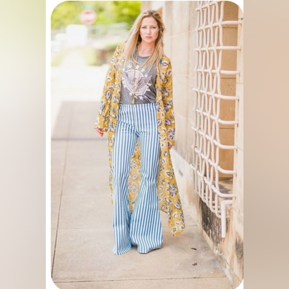 AMERICAN Eagle Wide Leg PaperBag Striped Pants w/ Pockets! - Picture 12 of 12